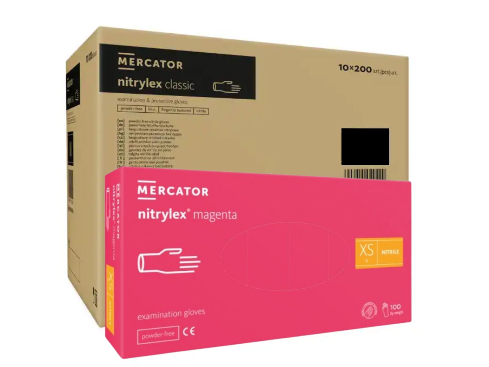 Rękawice Nitrylex Magenta XS Mercator KARTON